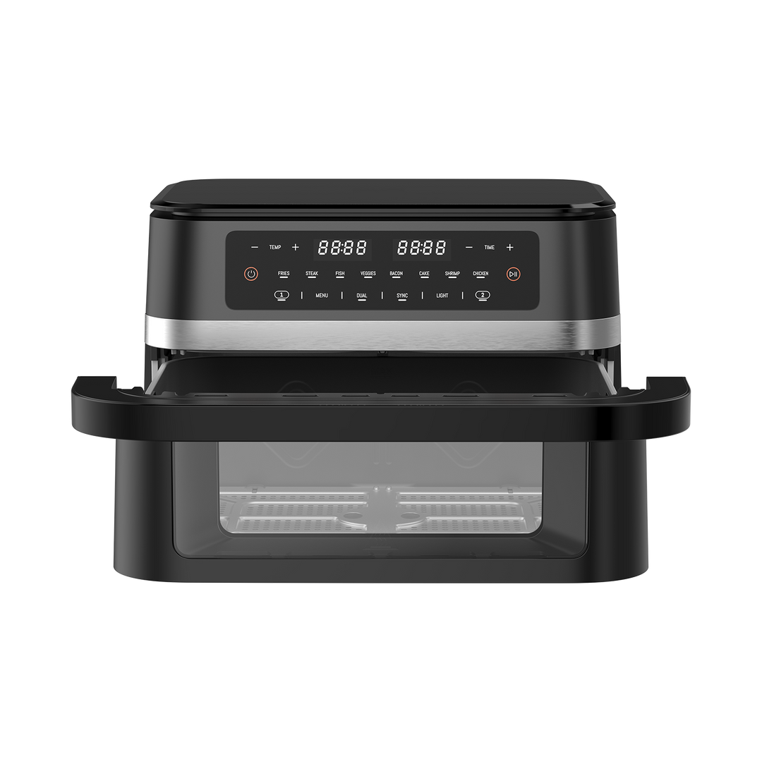 Heißluftfritteuse Dual Zone 11L XXL – 2950W Airfryer mit Doppelkammer, Sichtfenster &amp; Touchdisplay