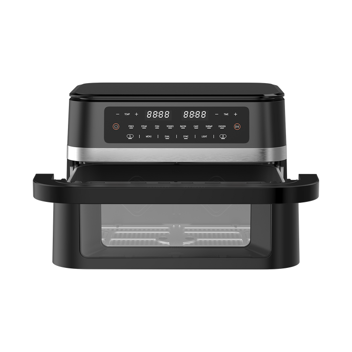 Heißluftfritteuse Dual Zone 11L XXL – 2950W Airfryer mit Doppelkammer, Sichtfenster &amp; Touchdisplay